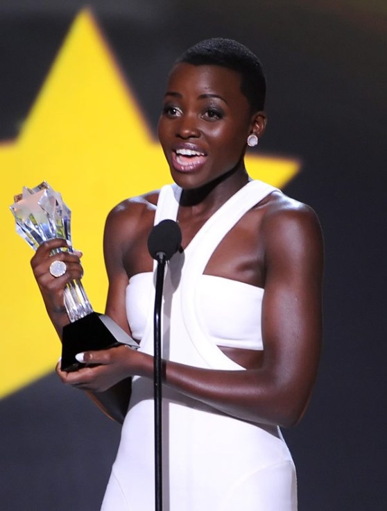 Lupita Nyong'o delivering her acceptance speech after winning the Best Supporting Actress '12 years a Slave'